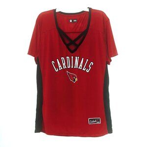 NFL Team Apparel Arizona Cardinals Womens XL Contrast Insert V-Neck Mesh T-Shirt